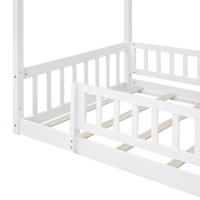 Lit superposé en bois taille twin avec barrière, blanc, pour enfants, adolescents, filles et garçons
