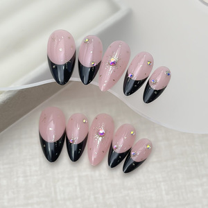 <span class=keywords><strong>Uñas</strong></span> Postizas Acrílicas Hechas a Mano con Diseños Y2K Oscuros, <span class=keywords><strong>Uñas</strong></span> Francesas <span class=keywords><strong>Negras</strong></span> con Estrellas Plateadas y Cristales, Puntas <span class=keywords><strong>de</strong></span> <span class=keywords><strong>Uñas</strong></span> Medianas en Forma <span class=keywords><strong>de</strong></span> Almendra - Product Image 3
