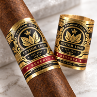 Autocollant adhésif personnalisé en feuille d'or pour cigares cubains, étiquette de bande de cigare gaufrée, accessoires d'emballage pour cigares