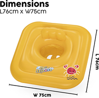 Bouée de natation gonflable carrée en PVC à 3 anneaux, flotteur portable pour enfants, idéale pour l'apprentissage de la natation - Vente chaude