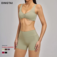 Ensemble de yoga personnalisé Dingtai pour femmes, 2 pièces, tenue de sport respirante, dos élégant, short de gym, tenue de fitness européenne et américaine