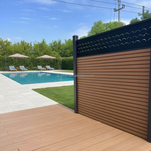 Panneau avec cadre métallique et poteau en aluminium, clôture <span class=keywords><strong>composite</strong></span> pour jardin et cour, durable et facile à installer, clôture en WPC - Product Image 3