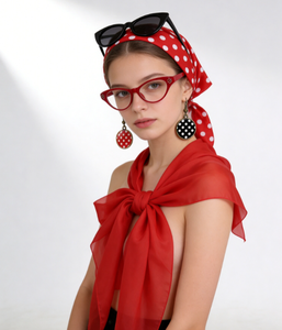 PESENAR Conjunto de accesorios de <span class=keywords><strong>disfraz</strong></span> retro de los años 50 con diadema de lunares rojos, bufanda, gafas de sol y pendientes - Product Image 6