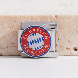 Italiano cuore calcio Club serie elastico Splicing cinturino in acciaio inox Link Fit 9mm DIY italiano charm braccialetti - Product Image 3