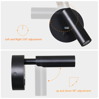 Lampe murale d'hôtel en aluminium 5W Dimmable Angle d'éclairage réglable Lampe de lecture LED de chevet montée en surface