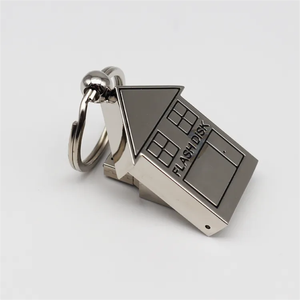 New Arrival Customized Logo USB Flash Memory Disk in House Shape 8GB Capacity Mini Metal Keychain Wholesale Promotional Gift