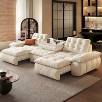 Ensemble de canapés en velours chenille pour salon, style crème français, minimaliste, pour petit appartement, canapé combiné en tissu à rangée droite