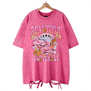 High Quality Women's T-Shirt Soft Breathable Regular Fit Casual Wear Summer Fashion Lightweight Acid Wash Half Sleeve OEM - Product Image 1