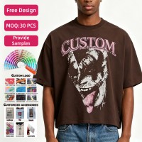 T-shirt pour homme personnalisé, 230 g/m², 100 % coton, lavé, coupe oversize, épaules tombantes, impression DTG personnalisée, vêtements de qualité OEM en gros