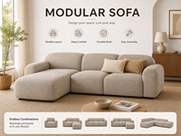 Canapé modulaire en forme de L, canapé convertible en tissu avec chaise longue réversible et aménagement flexible