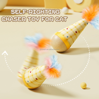 Jouet interactif à bascule pour chats d'intérieur, jouet pour chat à auto-redressement avec plume
