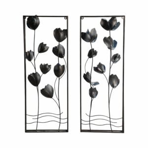 Decorazione da Parete in Metallo Design Tulipano Cornice Nera Fiori Blu Arredo Interno per Soggiorno Camera da Letto Bagno - Product Image 6