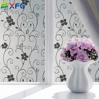 Film Dekoratif Kaca Bunga Buram Tahan Air PVC 3D Modern, Film Pewarna Jendela Putih yang Dapat Dilepas, Desain Wallpaper