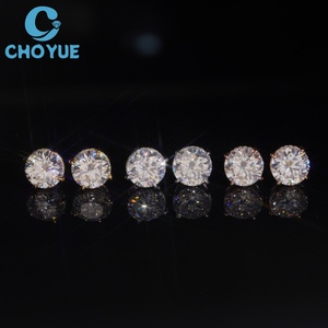 Hot Sale Big Size Brilliant Cut GRA Moissanite <b>Stud</b> Earrings Real 925 <b>Silver</b> Gold Plated Claw Setting Screw Back <b>Stud</b> Earring - Product Image 1