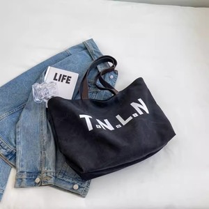 Wholesale MX Brand Letter Print Cotton Canvas Tote <b>Bag</b> with Canvas Handle Zipper Closure Eco Friendly Reusable - Product Image 4