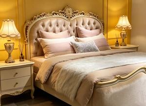 French Style Velvet Tufted King Size <b>Bed</b> With Ornate Carved <b>Frame</b> And <b>Soft</b> Upholstery - Product Image 6