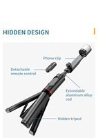 Nuevo Palo Selfie Telescópico Plegable 3 en 1 con Luz LED de Relleno, Rotación de 360° y Botón Inalámbrico para Fotografía y Transmisión en Vivo