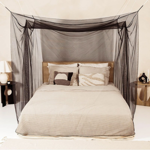 Dosel <span class=keywords><strong>de</strong></span> Cama Cuadrado Doble Plegable Negro con 4 Postes, Decorativo Estilo <span class=keywords><strong>Princesa</strong></span>, 100% Poliéster, Mosquitera Grande para Dormitorio Interior y Camping - Product Image 3
