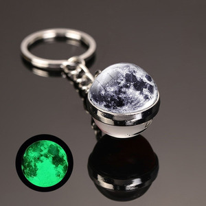 Llaveros de Piedras Preciosas <span class=keywords><strong>del</strong></span> Sistema Solar que Brillan en la Oscuridad, Llavero de Bola de Cristal de Doble Cara con Planetas, Luna, Tierra, Marte y Sol - Product Image 3
