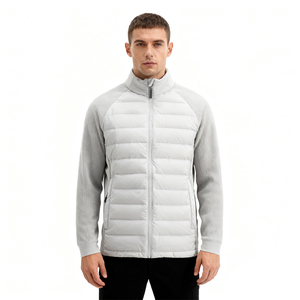 Veste en coton pour homme, style hiver, col montant, tricotée avec empiècements, manches longues, en polyester, tendance, chaude, décontractée, avec fermeture éclair - Product Image 1