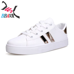 New Design Pu Sneakers Comfortable Flat Custom logo Casual White <b>Shoes</b> Womens - Product Image 1