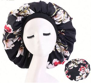 Grand bonnet de nuit en satin de soie avec bande élastique large et confortable pour femme - Product Image 1