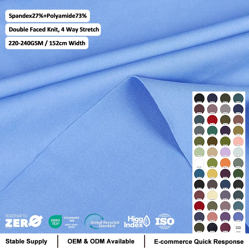 Polyamide Spandex High Elastic Double Side Seamless Swimsuit Fabric for Beachwear