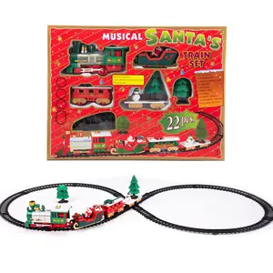 Light Sound Train Set Santa Claus Children Holiday Gifts DIY Construction Toys Christmas Train Slot Toy