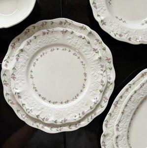 French Vintage Embossed Rose Flower <b>Ceramic</b> Tableware <b>Set</b> Antique Afternoon Tea Cup Dessert Cake Plate - Product Image 3