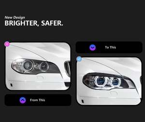 X5 E70 2008-2013 Front LED Headlights DRL 12V 6000K New 36W 6000 Lumens D2H Bulb Shape Retrofit Upgrade Universal Fitment Auto - Product Image 3