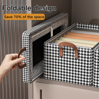 Caja de Almacenamiento Multifuncional Plegable de 10-20L con Diseño a Cuadros, Organizador de Ropa Rectangular de Tela, Técnica de Inyección