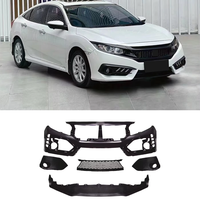 Bodykit de Parachoques Delantero para Honda Civic 2016-2021 con Parachoques Trasero Actualizado a Estilo Type R Parrilla Faldón Lateral Accesorios de Coche