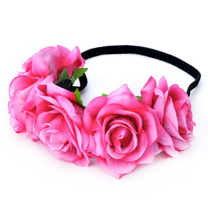 Serre-tête guirlande de roses en velours, accessoire de coiffure en tissu de soie pour enfants, idéal pour les vacances à la plage et les séances photo - Product Image 6