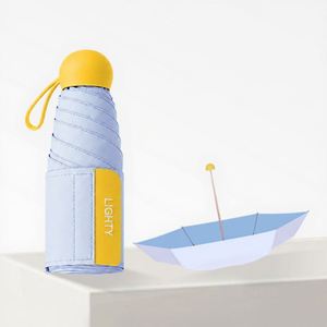 Mini Paraguas de Bolsillo Plegable de 5 Secciones, Ultraligero, Protección UV, Doble Uso para Sol y Lluvia, Compacto y Portátil, Diseño Cápsula Macaron - Product Image 1