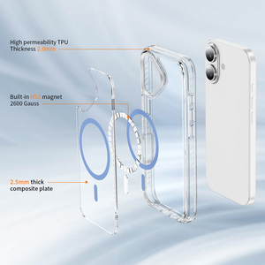 <span class=keywords><strong>Coque</strong></span> de protection magnétique transparente en TPU et PC, best-seller en gros, pour <span class=keywords><strong>iPhone</strong></span> <span class=keywords><strong>14</strong></span>, 15, 16, 17, 18 Pro Max Air - Product Image 2