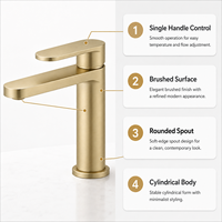 Robinet de lavabo moderne et contemporain en laiton, mitigeur monocommande à poser sur le comptoir pour usage résidentiel et hôtelier, vente en gros OEM