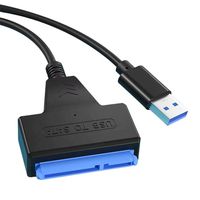 Câble de disque dur pour ordinateur portable à double adaptateur USB3.0 vers SATA Boîtier de disque dur externe 3.0 avec compatibilité USB2.0