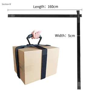 Portable Carrying Strap With Handle Adjustable Belt Cross Style Carry Straps For Safely Moving And Lifting Heavy Boxes/Groceries