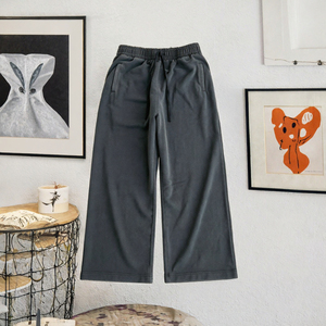 Vintage <b>Men's</b> Sweatpants Drawstring Mid Waist Loose Fit French Terry Acid Washed Casual <b>Trousers</b> - Product Image 3