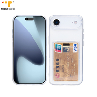 Coque de téléphone portable transparente antichoc en TPU de haute qualité, anti-traces de doigts, avec fente pour carte, pour iPhone 14 15 16 17 Pro Max (2026)