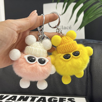Mini porte-clés en fourrure de lapin Rex porte-clés duveteux bibelots pompon porte-clés bibelot pompon porte-clés