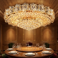Lustre de plafond rond en cristal K9 de luxe européen en acier inoxydable doré, décor fantaisie, pour salon, bureau à domicile