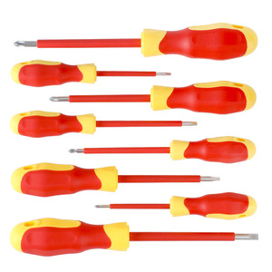 Jeu de tournevis isolés en acier au chrome-vanadium CrV, 8 pièces, qualité industrielle, embouts plats - Product Image 1