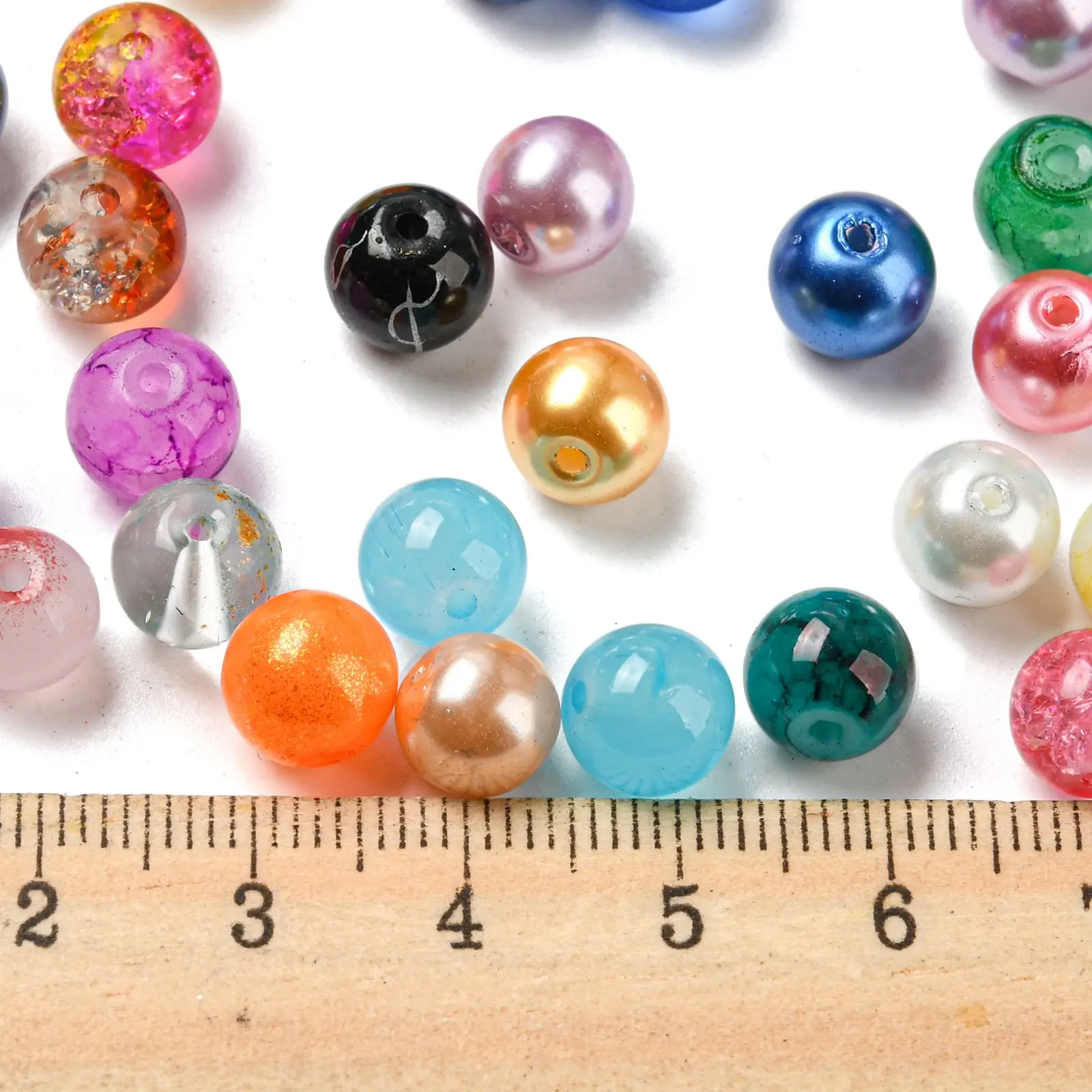 Pandahall 8mm Round Random Color Opaque Spray Painted Glass Beads