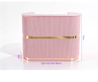 Bureau de réception moderne sur mesure avec panneau à rayures minimalistes et décoration dorée pour salon, centre de beauté et bien-être