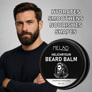 Bálsamo para barba OEM Helichrysum para hombres con manteca de karité, aceite de jojoba, fijación natural, suavizante, sin residuos blancos. - Product Image 1
