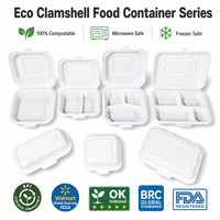 Boîte à lunch jetable en amidon de maïs biodégradable LVHE - Contenant alimentaire à emporter recyclable sans BPA, compatible micro-ondes