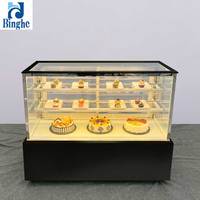 Vitrine Réfrigérée Commerciale Carrée à Double Vitrage avec Éclairage LED et Ventilateur pour Gâteaux, Dégivrage Automatique, Contrôle Numérique de la Température, pour Boulangerie