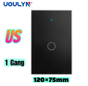 UOULYN US 10A Interruttore a Muro Smart WIFI a 1 Gang con Pannello in Vetro 120*75mm per Casa, Supporta Connessione Wi-Fi - Product Image 1