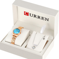 CURREN jam tangan wanita kasual, 2 buah Set mewah jam tangan gelang berlian imitasi jam tangan wanita